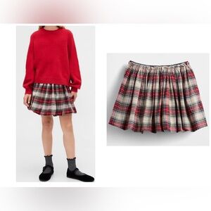 NEW GAP Red and White Plaid Circle Skirt Soft cotton poplin easy bubble skirt.